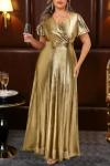 Plus Size Gold Metallic Pinup Evening Dress