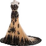 Black Lace Vintage Gothic Mermaid Evening Dress