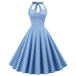 50s Vintage Polka Dot Halter Swing Dress