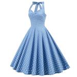 50s Vintage Polka Dot Halter Swing Dress