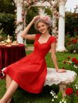1950s Vintage Red Cap Sleeve Party Dress