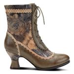 Vintage Olive Multi Floral Ankle Boot, Women's 7.5-8
