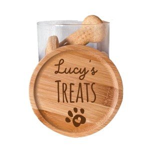 Personalized Dog Treats Jar with Engraved Lid