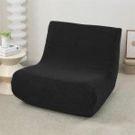 Black Jacquard Armless Sofa Cover for Pets