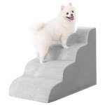 Curved 4-Step Dog Stairs with Anti-Slip Cover