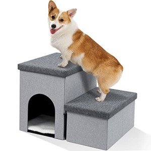 Heeyoo Foldable Dog Stairs with Storage for Pets
