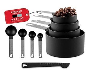 KETPOT 9-Piece Pet Measuring Cups and Spoons Set