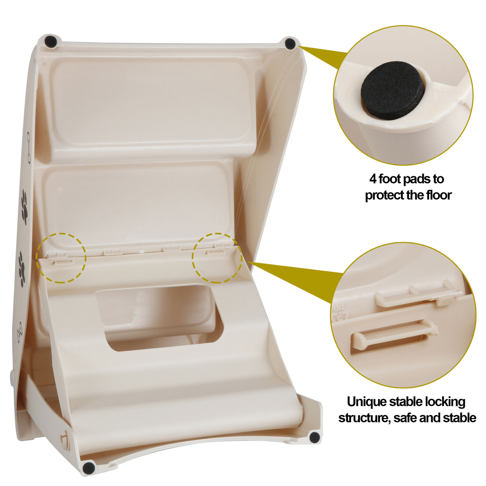 4-Step Foldable Dog Stairs with Support Frame