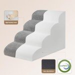 Curved Dog Stairs Ramp for High Beds - Grey