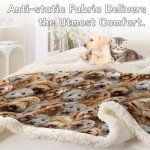 Fuzzy Puppy Dogs Sherpa Throw Blanket - 130x150cm