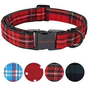 Plaid Adjustable Dog Collar for All Sizes