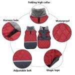 Reversible Waterproof Winter Dog Coat with Harness Hole