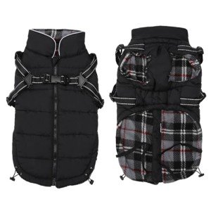 Winter Dog Coats with Flannel Lining - Black