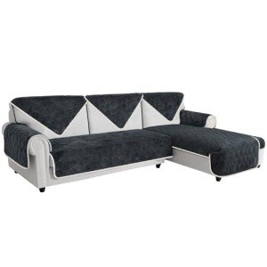 Dark Grey Velvet Sofa Cover for Pets 3 Seater