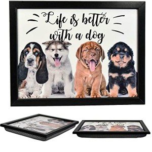 Wooden Dog Design Lap Tray with Cushion