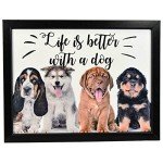 Wooden Dog Design Lap Tray with Cushion