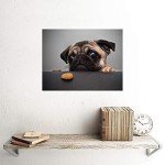 Adorable Pug Dog Portrait Art Print 12x16 Inch