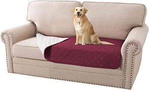 Waterproof Dog Sofa Cushion Cover - Wine Red 35x62 Inch