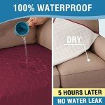 Waterproof Dog Sofa Cushion Cover - Wine Red 35x62 Inch