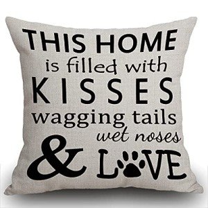 Dog Lover's Pillow Cover - Kisses, Tails & Paws