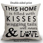 Dog Lover's Pillow Cover - Kisses, Tails & Paws