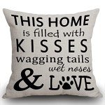 Dog Lover's Pillow Cover - Kisses, Tails & Paws