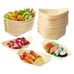 50Pcs Disposable Wooden Food Serving Bowls