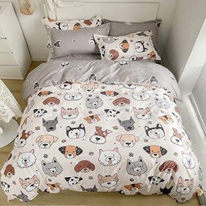 Cute Reversible Dog Duvet Cover Set for Kids