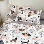 Cute Reversible Dog Duvet Cover Set for Kids