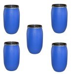 Blue 220L Plastic Storage Barrel with Lid