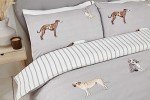Reversible Grey Dog Duvet Cover Set
