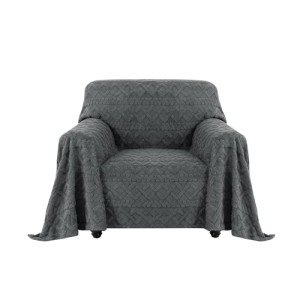 Funny Pet-Friendly Jacquard Armchair Cover - Dark Grey