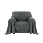 Funny Pet-Friendly Jacquard Armchair Cover - Dark Grey