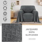 Funny Pet-Friendly Jacquard Armchair Cover - Dark Grey
