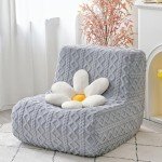 Gray Velvet Armless Chair Cover for Pets