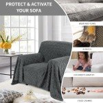 Funny Pet-Friendly Jacquard Armchair Cover - Dark Grey