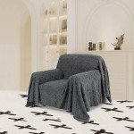 Funny Pet-Friendly Jacquard Armchair Cover - Dark Grey