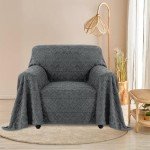 Funny Pet-Friendly Jacquard Armchair Cover - Dark Grey