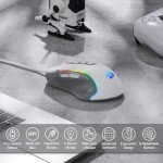 Redragon M612 RGB Gaming Mouse, 8000 DPI Wired Optical Mouse with 9 Programmable Buttons & 5 Backlit Modes, Software Supports DIY Keybinds Rapid Fire Button, Gray&White