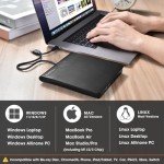 ROOFULL External CD DVD +/-RW Drive USB 3.0 & USB-C CD Burner DVD Player Reader Writer Optical Disc Drive with Carrying Case for Laptop Mac MacBook Pro/Air, Windows 11/10/8/7, Linux PC