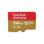 SanDisk 256GB Extreme microSDXC UHS-I Memory Card with Adapter - Up to 190MB/s, C10, U3, V30, 4K, 5K, A2, Micro SD Card - SDSQXAV-256G-GN6MA