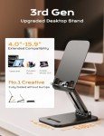 LISEN Tablet Stand for iPad Stand Holder Desk, Foldable Home Office Desk Accessories Travel for iPad Holder Dorm College Essentials Portable Monitor Stand Fits Tabs Kindle iPhone 4-15.9" Black