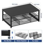 OPNICE Desk Organizer and Accessories, 2-Tier Computer Monitor Stand with Drawer and 2 Pen Holders, Office Desk Accessories for Office Supplies, Black