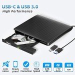 External DVD Drive USB 3.0 Type-C CD Burner Portable CD +/-RW Drive DVD Player for ROM Rewriter Burner Compatible with Laptop Desktop PC Windows MacBook Linux Mac OS