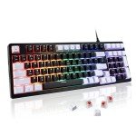 WJX Mechanical Gaming Keyboard Wired 98 Full Key Compact RGB Backlit with 19 Modes Computer Clicky Keyboards for PC & Mac, Hot-Swappable Red Tactile Mechanical Switch, USB-C control PBT Keycaps（Black）