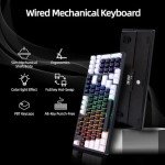 WJX Mechanical Gaming Keyboard Wired 98 Full Key Compact RGB Backlit with 19 Modes Computer Clicky Keyboards for PC & Mac, Hot-Swappable Red Tactile Mechanical Switch, USB-C control PBT Keycaps（Black）