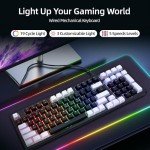 WJX Mechanical Gaming Keyboard Wired 98 Full Key Compact RGB Backlit with 19 Modes Computer Clicky Keyboards for PC & Mac, Hot-Swappable Red Tactile Mechanical Switch, USB-C control PBT Keycaps（Black）