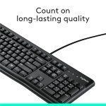 Logitech K120 Wired Keyboard for Windows, Plug and Play, Full-Size, Spill-Resistant, Curved Space Bar, Compatible with PC, Laptop - Black