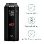 APC UPS 1500VA UPS Battery Backup and Surge Protector, BX1500M Backup Battery Power Supply, AVR, Dataline Protection