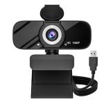 Gozvrpus USB HD Webcam with Built-in Microphone and Rotatable Tripod, 1080P Video, Wide Angle Camera, Privacy Cover, for Desktop PC or Laptop Computer（Black）